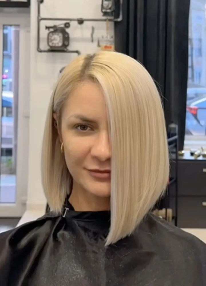Bob platinum modern realizat la salonul Before & After Timișoara